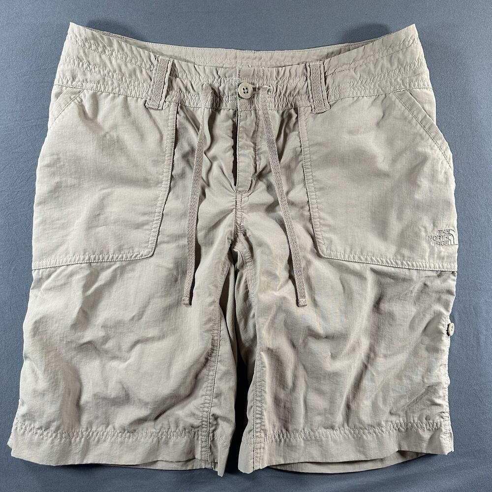 The North Face Womens Ripstop Nylon Cargo Shorts Pockets Drawstring Beige 10